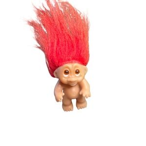 Vintage 1986 DAM Troll Doll Red Hair Amber Eyes 3 inch Retro Collectible Toy